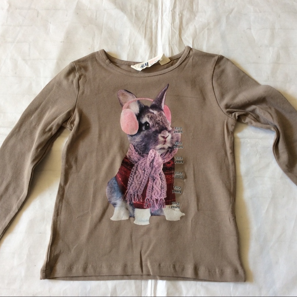 NWOT H&M BUNNY Stretchy LS Top 1.5-2 YRS - Picture 1 of 3
